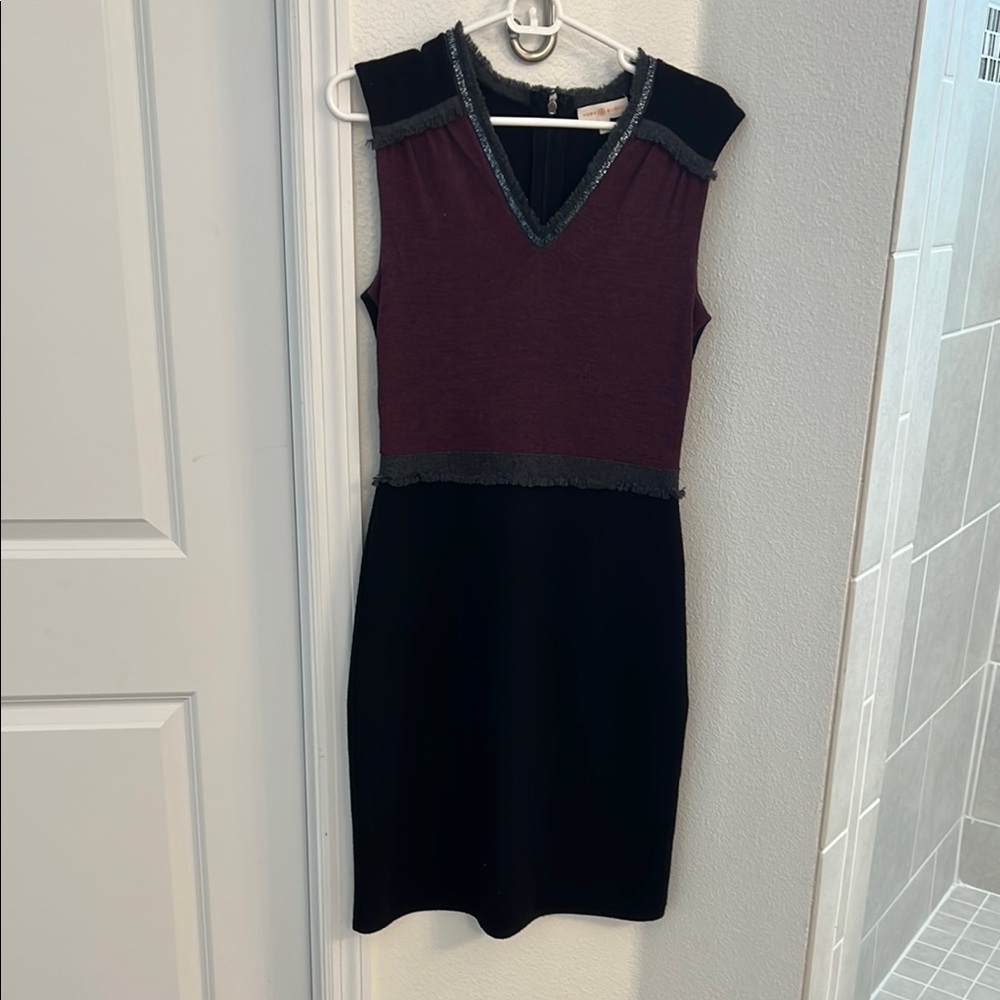 Elegant Black and Burgundy Sleeveless Dress